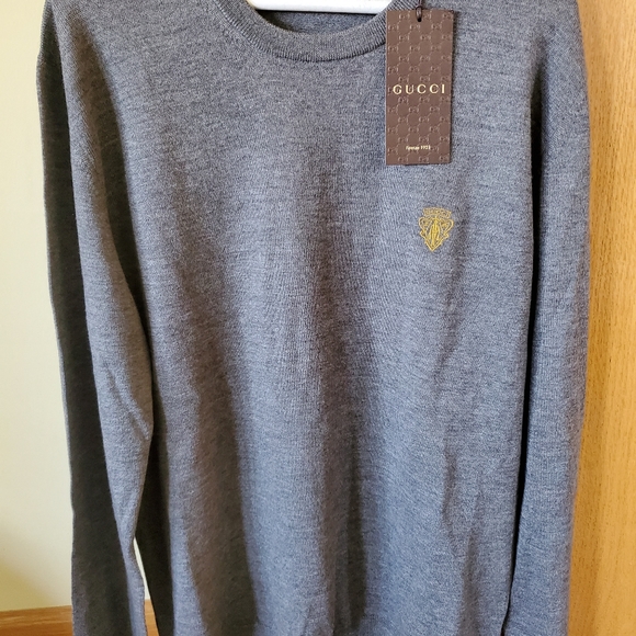 New GUCCI Logo Men's Crewneck Wool Sweater - Picture 3 of 6
